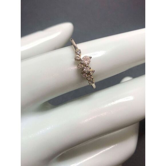 3571 Sterling silver 925 CZ cluster band ring sz 7 - Picture 1 of 2